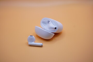 White wireless earphones