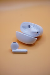White wireless earphones