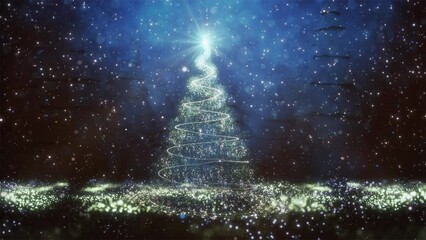 Gold glittering christmas tree lights with copy space for text motion