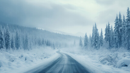 Snow at the road motion blured Generative Ai