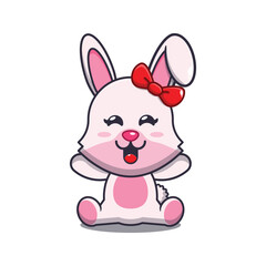 Cute bunny sitting cartoon vector illustration. 