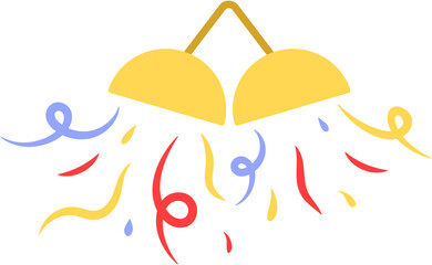 Colorful confetti ball pop ribbon, celebration icon