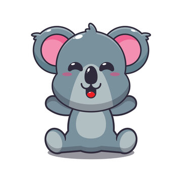 Cute koala sitting cartoon vector illustration. 