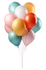 Poster Colorful party balloons with isolated against transparent background. Christmas and happy birthday concept © Ton Photographer4289