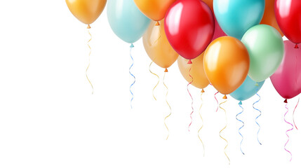 Colorful party balloons with isolated against transparent background. Christmas and happy birthday concept