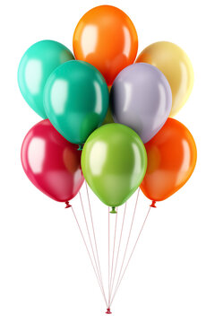 Fototapeta Colorful party balloons with isolated against transparent background. Christmas and happy birthday concept