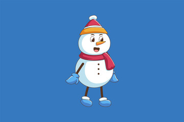Cute Christmas Snowman Character Design Illustration