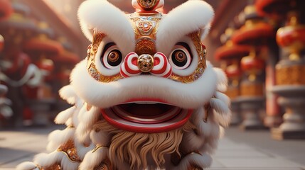 Happy new year Chinese background, Lion dance for Lunar New Year 2024. - obrazy, fototapety, plakaty