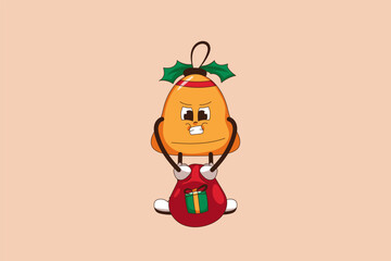 Cute Christmas Bell Character Design Illustration