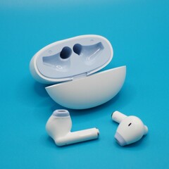 White wireless earphones