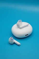 White wireless earphones