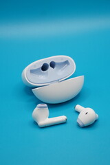 White wireless earphones