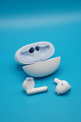 White wireless earphones