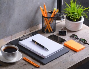 desk and office supplies