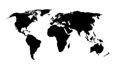 world map detailed vector and silhouettes set black and white