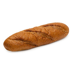 Loaf of black bread, fresh baguette, on a white background, isolate