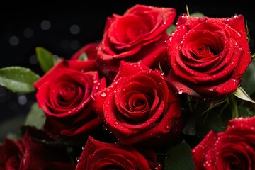 a detailed close up of red roses