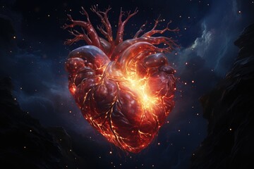 burning human heart with jellyfish