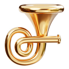 3D Golden French Horn Musical Instrument