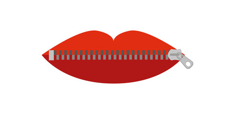 Mouth and zipper flat design illustration