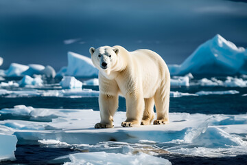 Polar bear on ice - Generative AI - obrazy, fototapety, plakaty