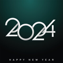 Happy new year 2024 design with unique numbers. Premium vector design for poster, banner, greeting and new year 2024 celebration. Vector