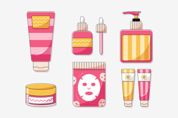 Set Collection of Skincare Makeup Element