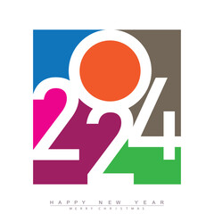 Happy new year 2024 design with unique numbers. Premium vector design for poster, banner, greeting and new year 2024 celebration. Vector