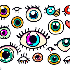 Glimmering Gazes Mesmerizing Patterns with Children's Colorful Eye Illustrations. Mesmerize your audience with these enchanting patterns featuring the sparkling allure of colorful eye drawings by ch