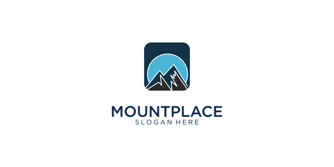 Creative mount location logo design with unique concept| Mount logo| premium vector