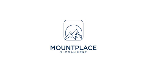 Creative mount location logo design with unique concept| Mount logo| premium vector