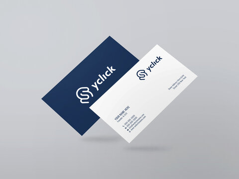 Modern White and Blue Business Card Mockup