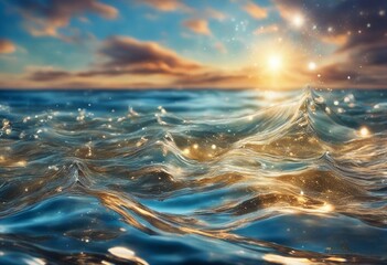 sunset over clear sea waters