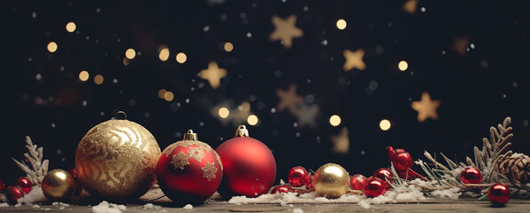 Obraz na płótnie Canvas 3d render of christmas balls on blue background with golden lights