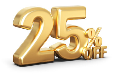 Special 25 Percent Off Sale - Gold 3d Number Percent