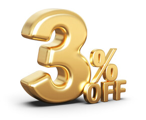 Special 3 Percent Off Sale - Gold 3d Number Percent Off