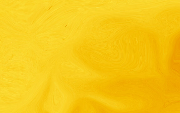 Yellow marbling texture creative background with abstract waves, liquid art style painted with oil