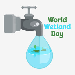 Vector Illustrations for World Wetland Day with big water safe water