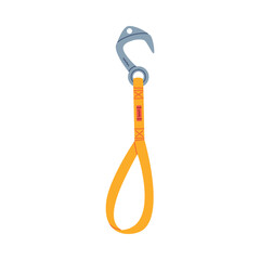 Metal Hook with Strap as Climbing Equipment Vector Illustration