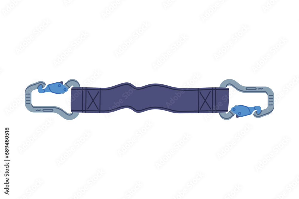 Sticker Strap with Clasp or Carabiner as Climbing Equipment for Fastening Vector Illustration