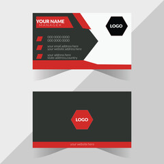 Naklejka na ściany i meble Clean Corporate Business Card Layout with Red & black design template,concept.