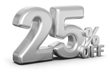 Special 25 Percent Off Sale - Silver 3d Number Percent Off