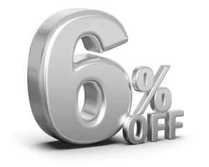 Special 6 Percent Off Sale - Silver 3d Number Percent Off