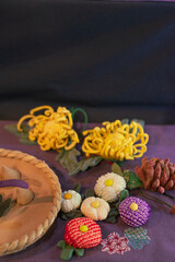 菊のちりめん細工