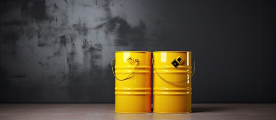 Yellow bin for chemical, oil, diesel or petrol spillage safety. - obrazy, fototapety, plakaty