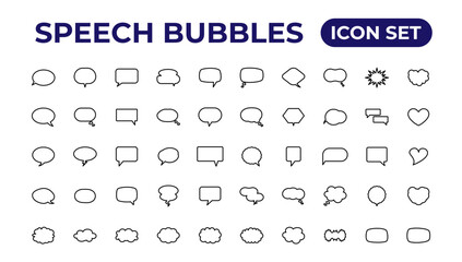 Speech bubbles icon set.Thin outline icons pack.