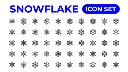 snowflake icons collection.Thin outline icons pack.