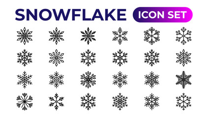 snowflake icons collection.Thin outline icons pack.