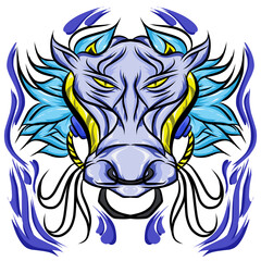 Tribal head mascot buffalo sticker illustration. Perfect for tattoos, stickers, hats, clothes, logos, icons