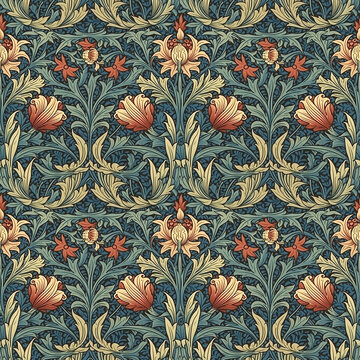 Victorian Vitage Flower Floral Botanical Seamless Pattern Wallpaper